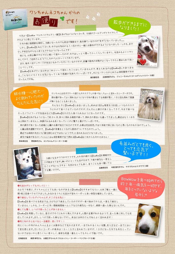バウワウの愛用者からのおたよりです